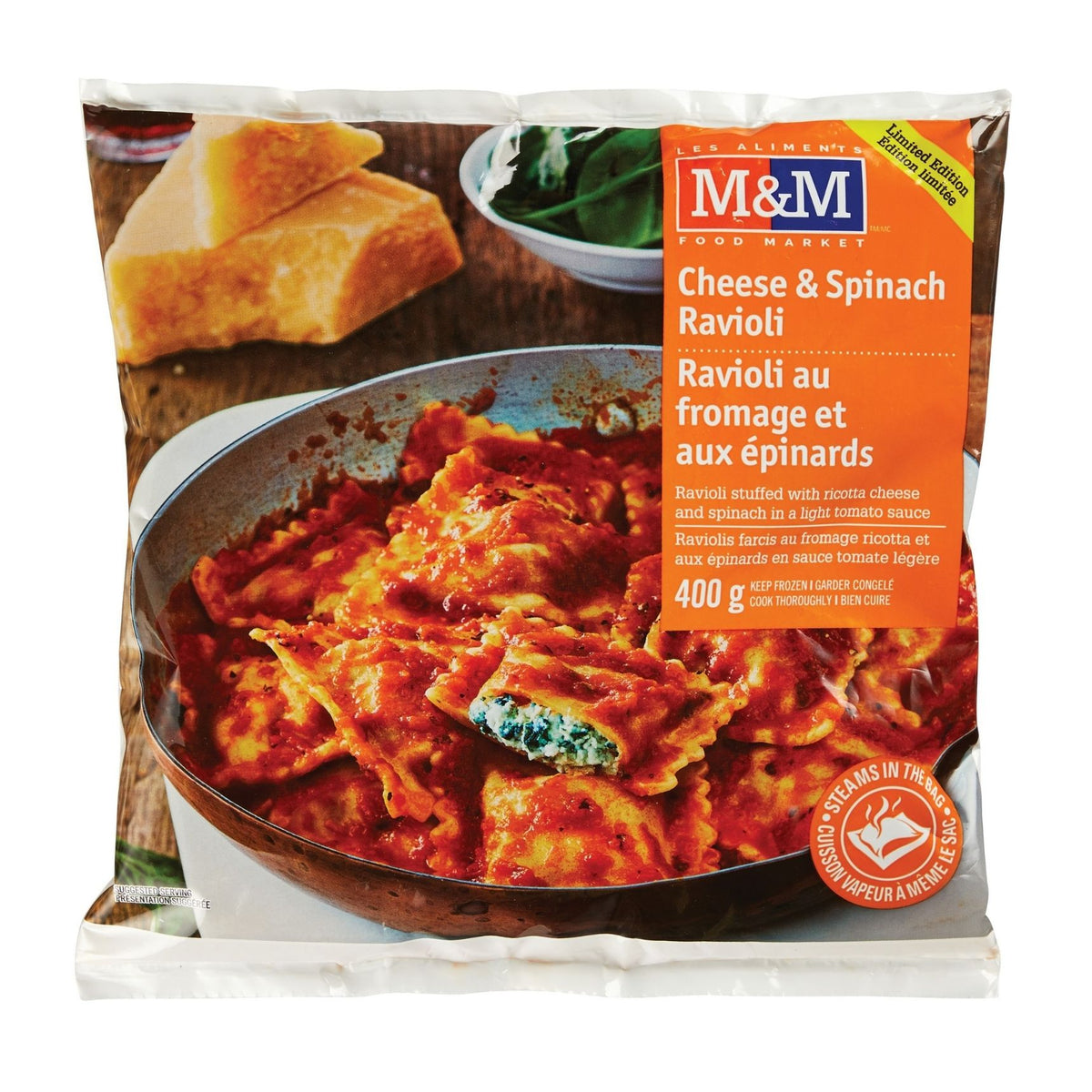 Cheese and Spinach Ravioli