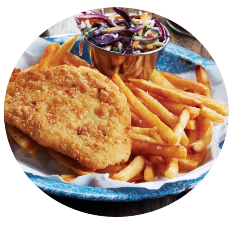 Poitrine de poulet panée avec frites