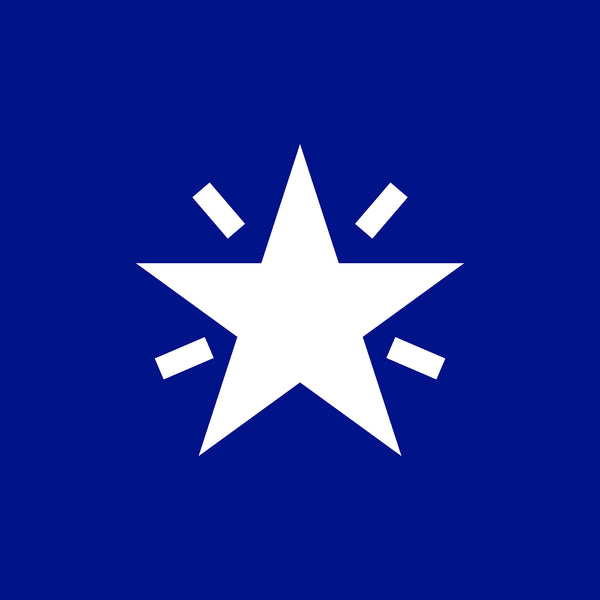 Étoile blanche sur fond bleu